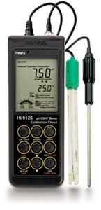 HI 9126 : Sensor Check portable pH/mV/°C waterproof meter and carrying case