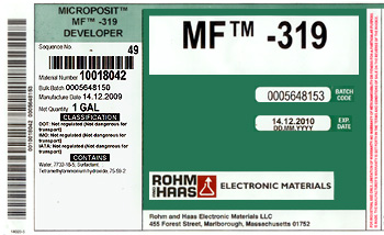 MF-319 : Microposit MF-319 Developer (4 x 1 Gallon) - FREE Shipping!