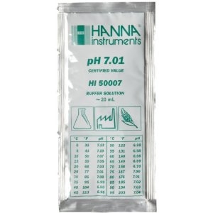 HI 50007-02 : Technical Calibration / Buffer Solutions pH 7.00, Sachet (25 x 20 mL), +/- 0.01 pH & certificate