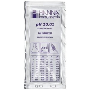 HI 50010-01 : Technical Calibration / Buffer Solutions pH 10.00, Sachet (25x 20 mL), +/- 0.01 pH & certificate
