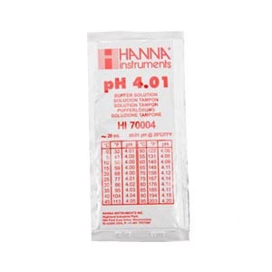 HI 70004P : pH 4.01 buffer solution @ 25°C, Sachet (25 x 20 ml) 