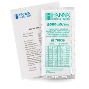 HI 70039C : 5000 µS/cm conductivity solution, Sachet (25 x 20 ml) with certificate of analysis (List