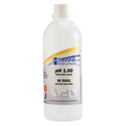 HI 5001 : Technical Calibration / Buffer Solutions with cert. - pH 1.00 +/- 0.01 pH, Bottle, 1 x 500 mL 