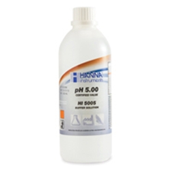 HI 5005 : Technical Calibration / Buffer Solutions with cert. - pH 5.00 +/- 0.01 pH, Bottle, 1 x 500 mL 