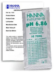 HI 70006C : pH 6.86 buffer solution @ 25°C, Sachet (25 x 20 ml), with certificate of analysis (List: