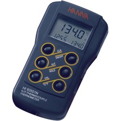 HI 93551N : Waterproof K, J, T-type thermocouple thermometer with calibration feature